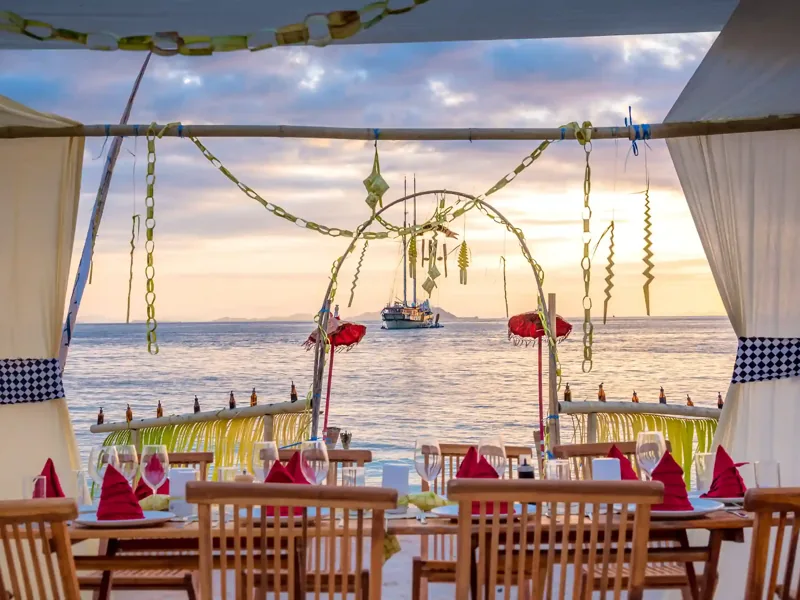 Beach barbecue set-up prepared by the crew in Komodo