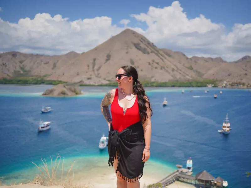 Visitor at the Kelor Island viewpoint, Komodo