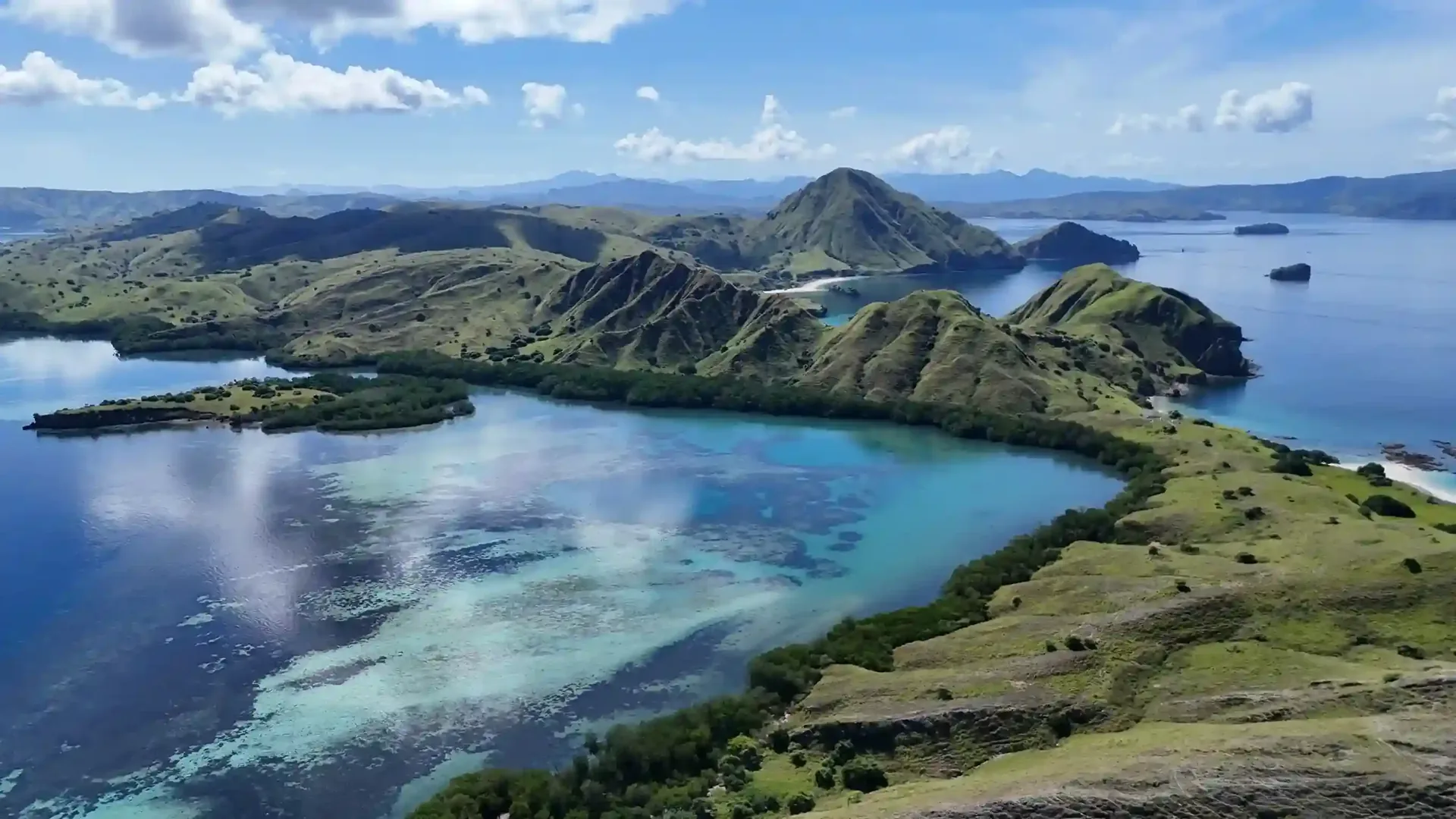Aerial view of a lagoon near Labuan Bajo