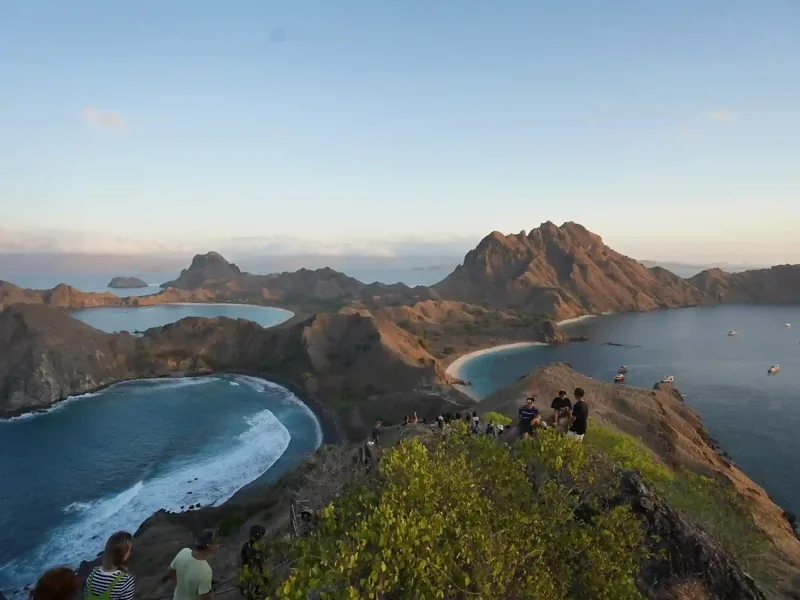 Padar Island viewpoint with its three crescent bays, Komodo National Park