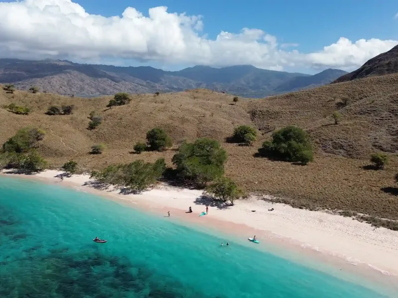 Aerial view of Pink Beach (Pantai Merah), Komodo National Park