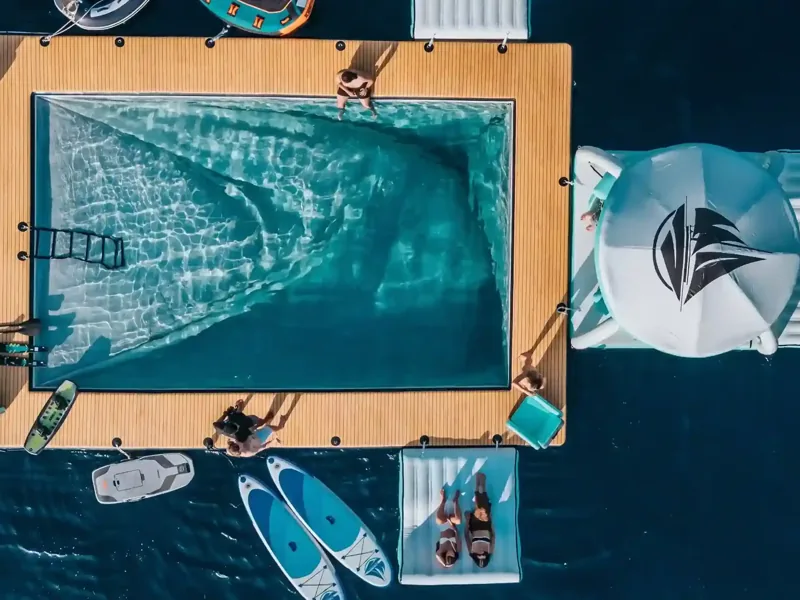 Swim platform of a yacht from above