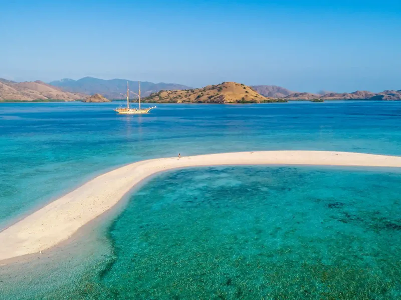 Aerial view of the Taka Makassar sandbar, Komodo National Park